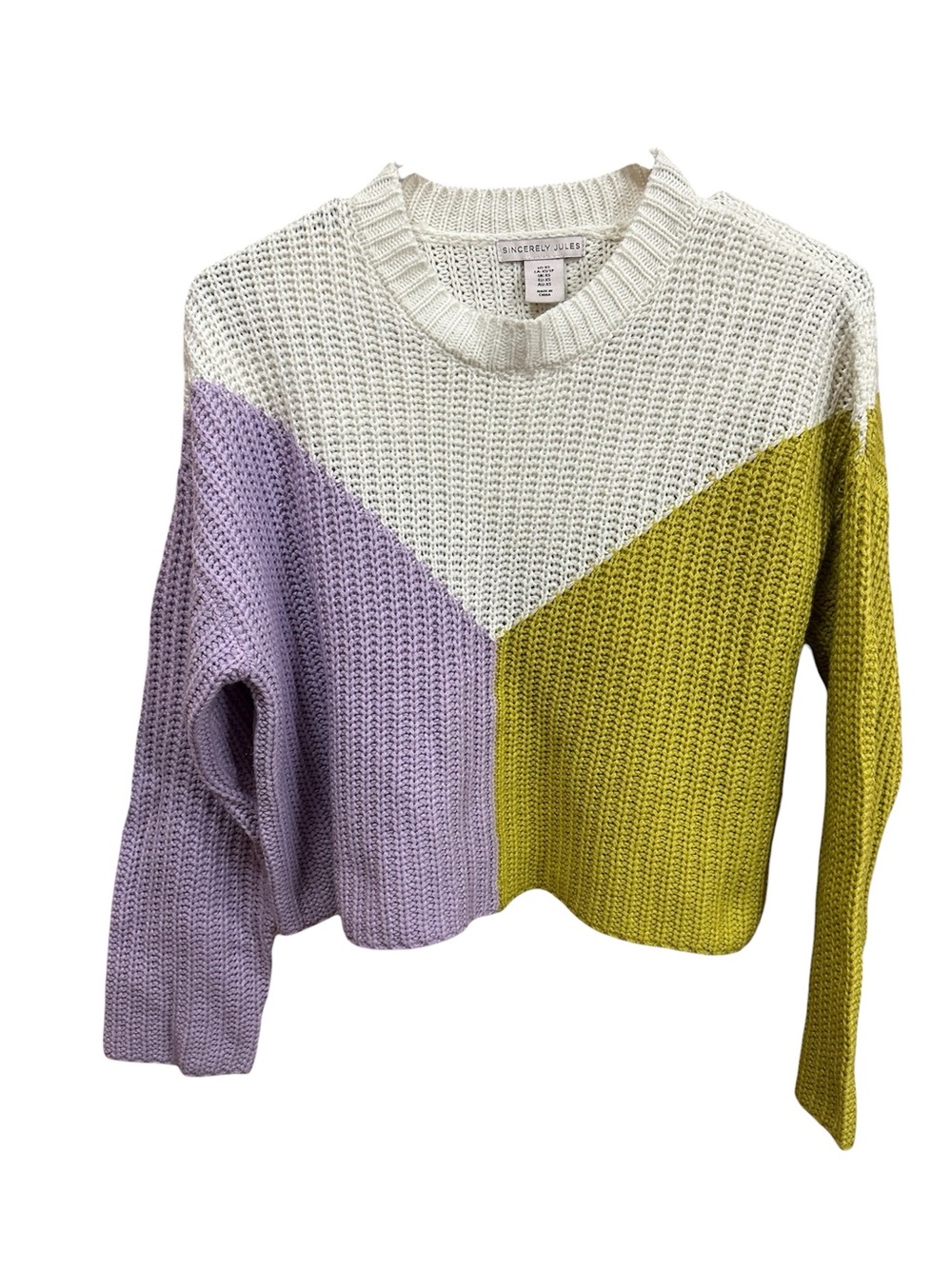 Sincerely Jules Colorblock Knit Cropped Sweater XS